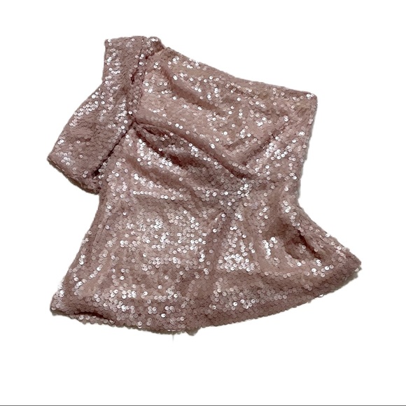 Eva Franco Tops - Eva Franco Asymmetric Off The Shoulder Sequin Nightclub Blouse Zipper Closure 4